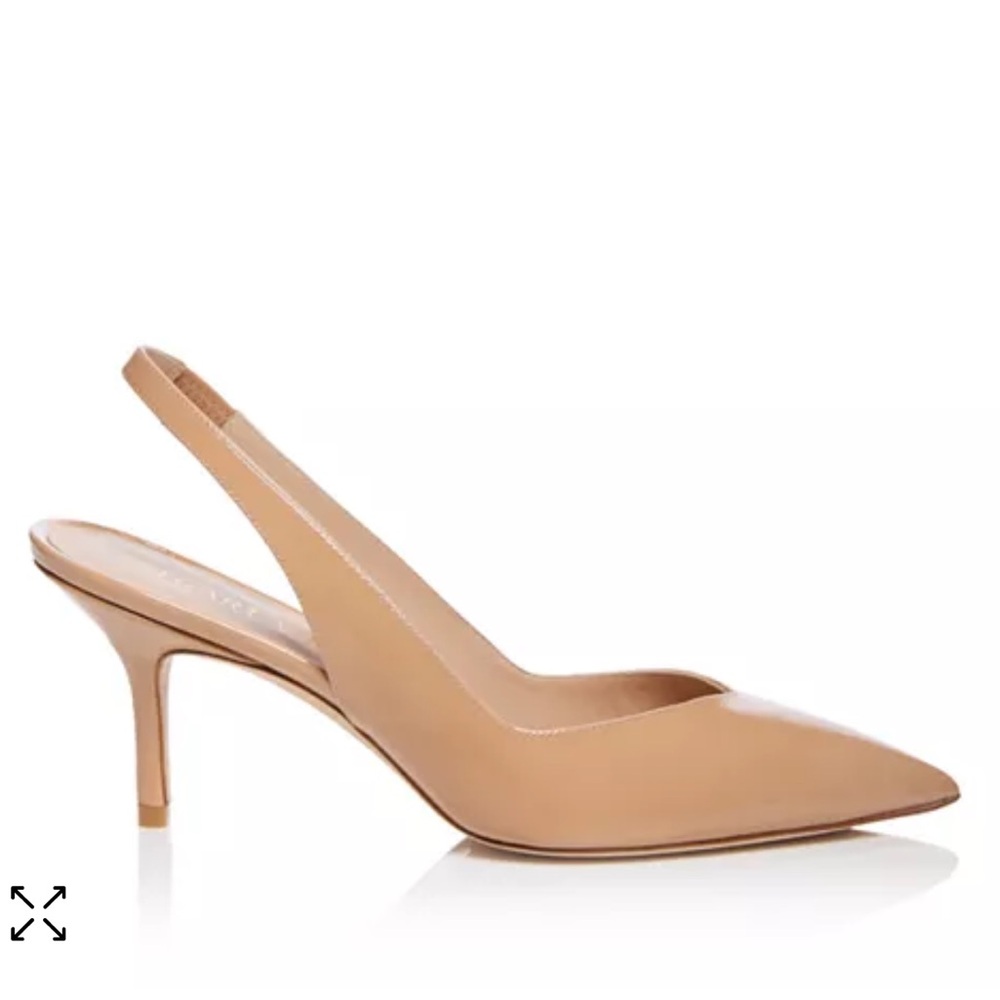 Stuart Weitzman Nude Slingback Pump Heels Patent Size 7 Pointed Toe 75